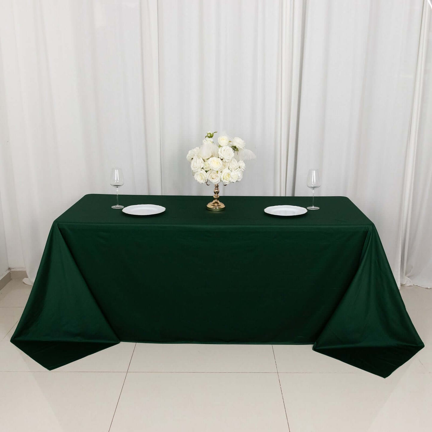 Scuba Rectangular 90"x132" Tablecloth Hunter Emerald Green - Wrinkle Free, Stain Resistant & Seamless Table Cover