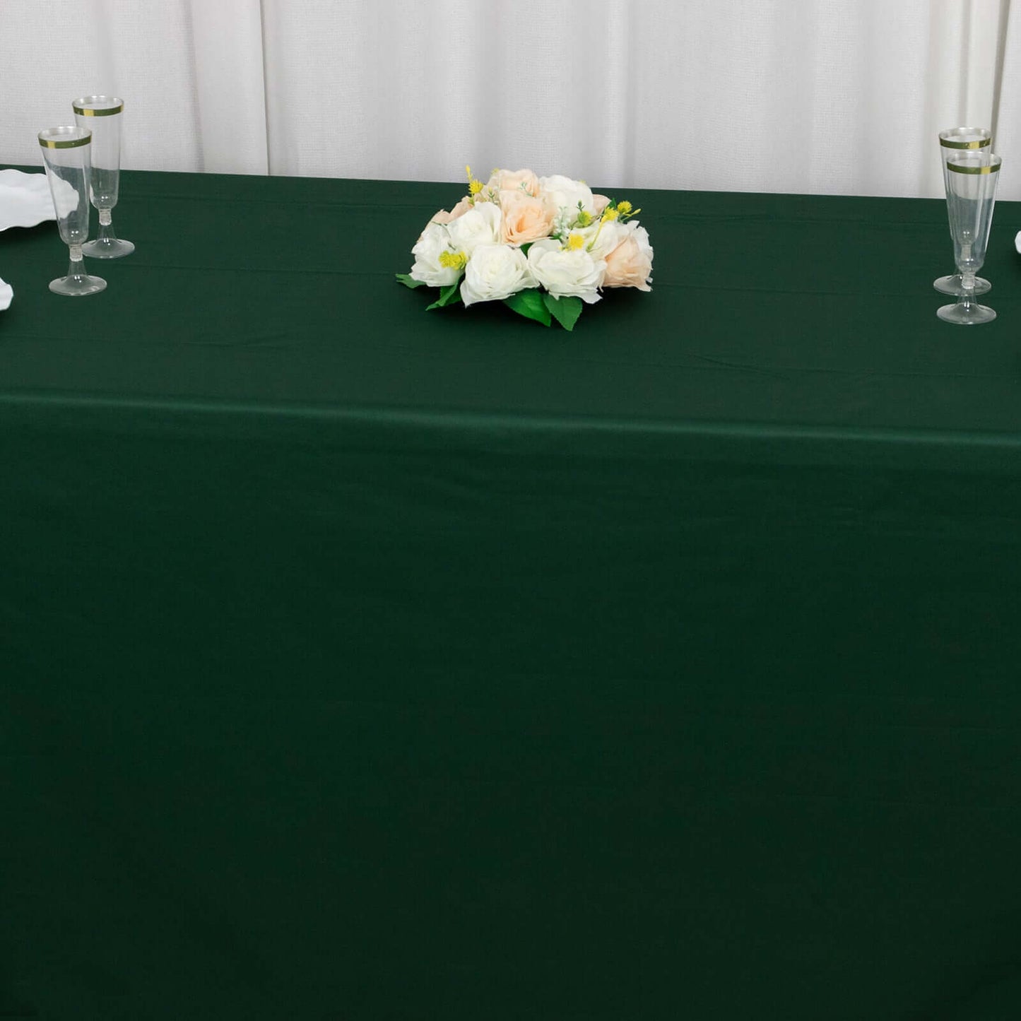 Scuba Rectangular 90"x132" Tablecloth Hunter Emerald Green - Wrinkle Free, Stain Resistant & Seamless Table Cover
