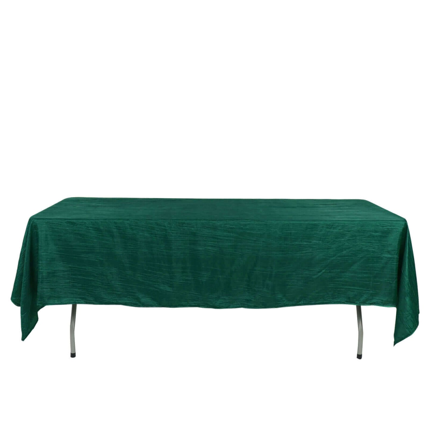 Taffeta 60"x102" Rectangle Tablecloth Hunter Emerald Green - Accordion Crinkle Table Cover