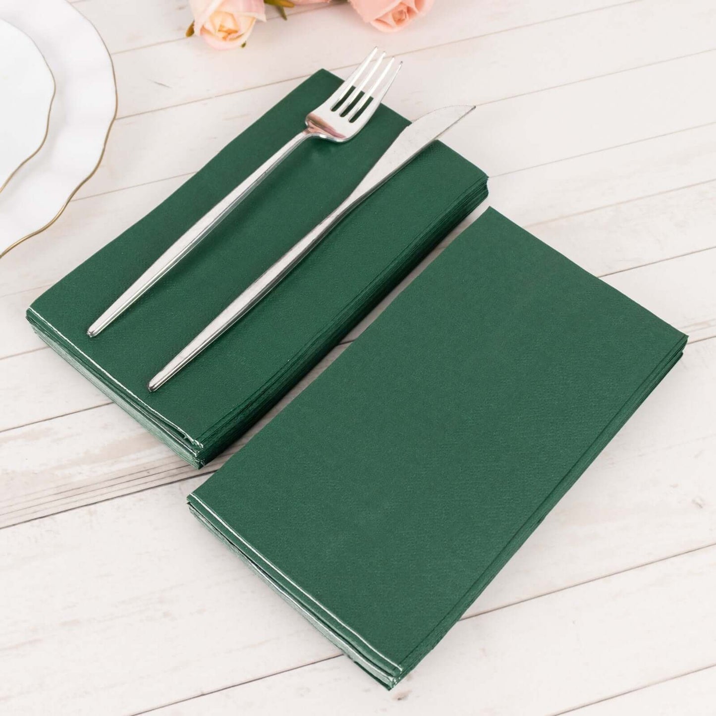 50-Pack Paper Napkins Hunter Emerald Green - Soft Disposable 2-Ply Dinner Napkins for Weddings