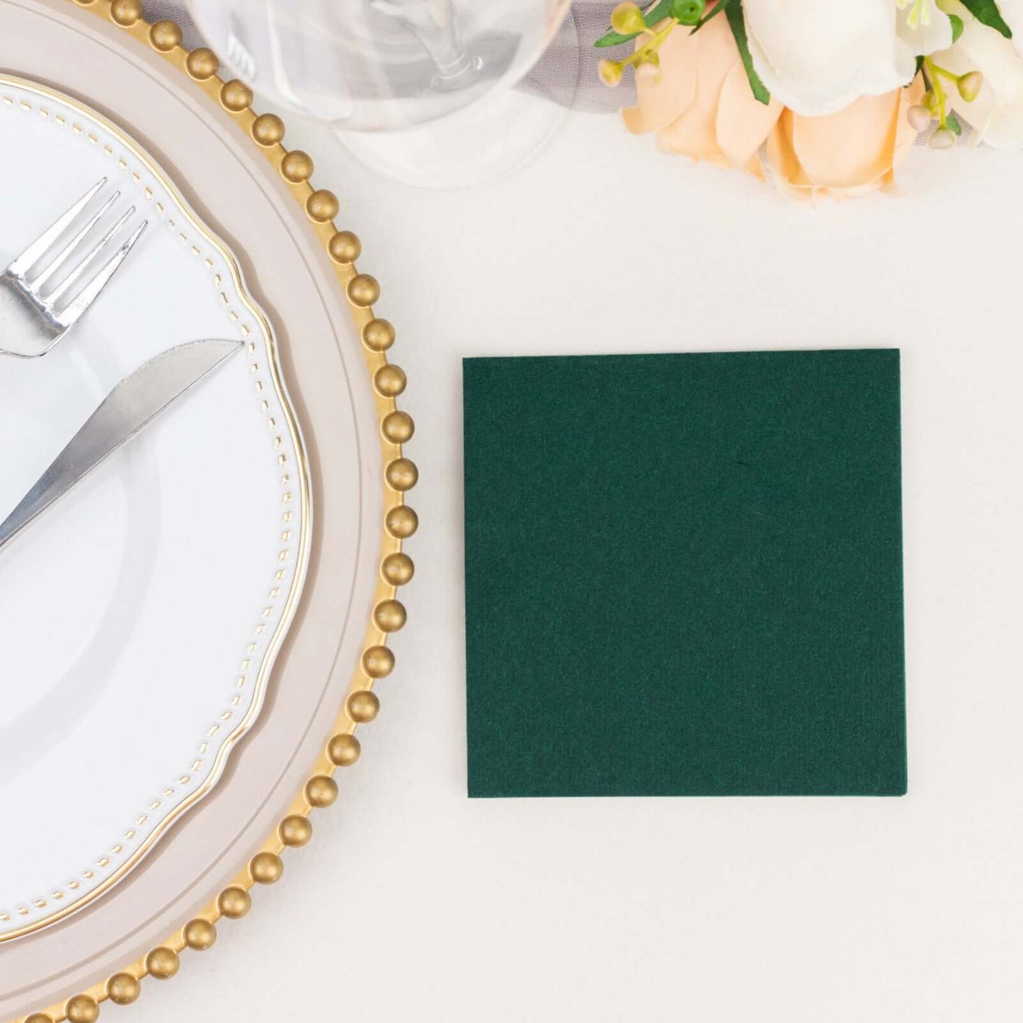 20 Pack Linen-Like Paper 5"x5" Napkins Hunter Emerald Green - Highly Absorbent Airlaid Napkins
