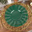 10-Pack Plastic 9" Round Dinner Plates in Hunter Emerald Green Ruffled Rim with Gold Edging - Sturdy Disposable Dinnerware