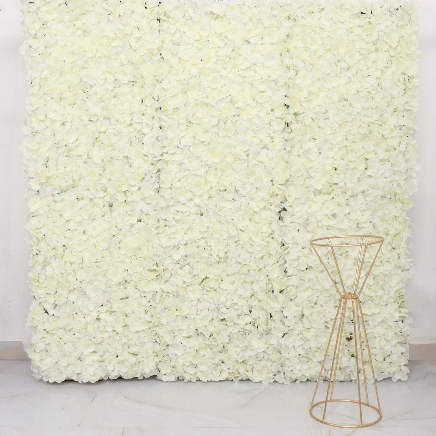 11 Sq ft. Cream UV Protected Hydrangea Flower Wall Mat Backdrop - 4 Artificial Panels