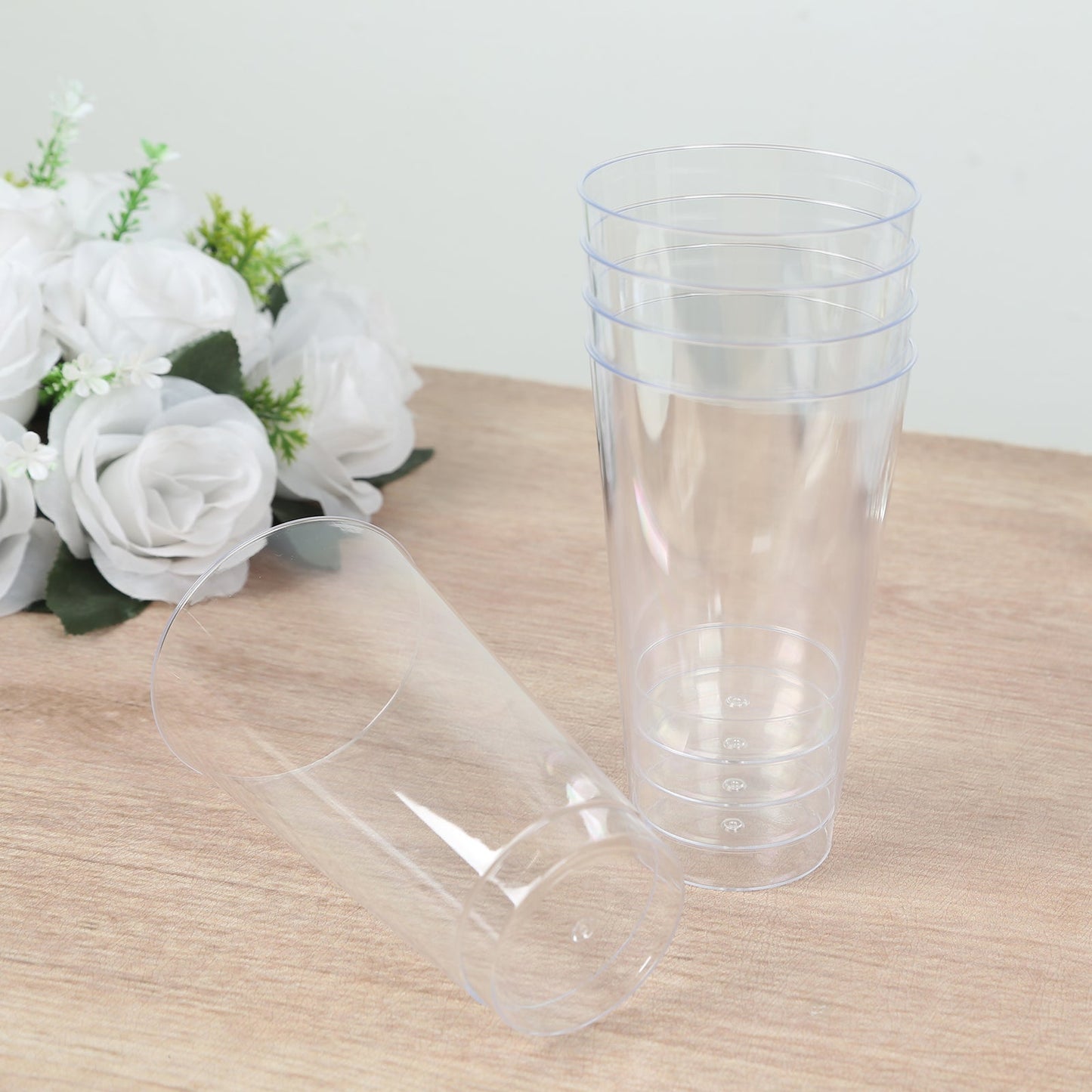 12-Pack Plastic Party Cups Clear - Durable Disposable Tumblers for Drinks 17oz 5.5"