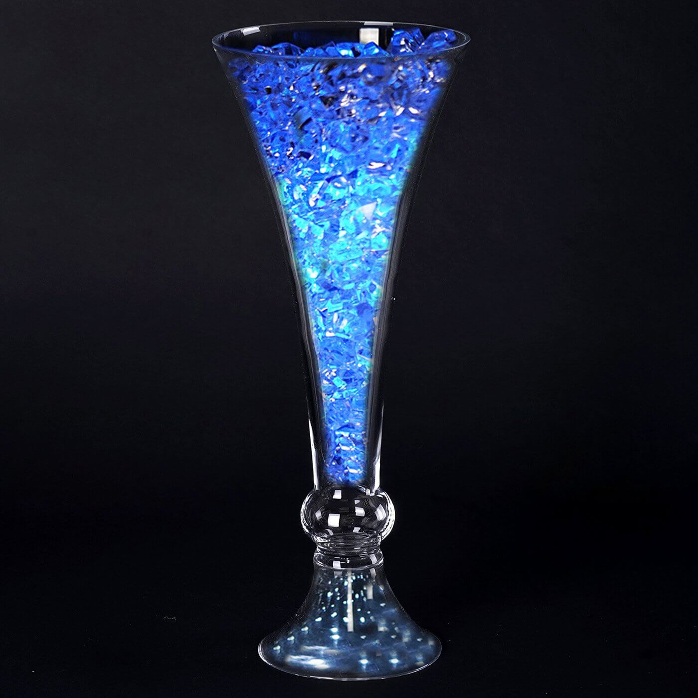 4-Pack Glass Trumpet Vases Crystal Ball Design Clear - Stylish Floral Table Centerpieces for Events 18"