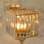 2 Pack 9" Crystal Pendant Hurricane Candle Holders in Gold, Elegant Square Design for Pillar Candles, Decorative Table Centerpieces