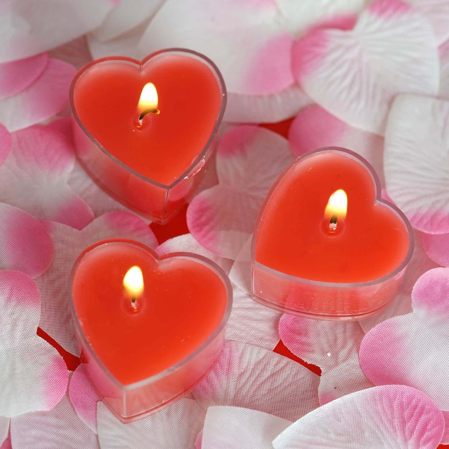 12-Pack Tealight Candles Heart Shaped Design Red - Valentines Decor for Romantic Settings Mini