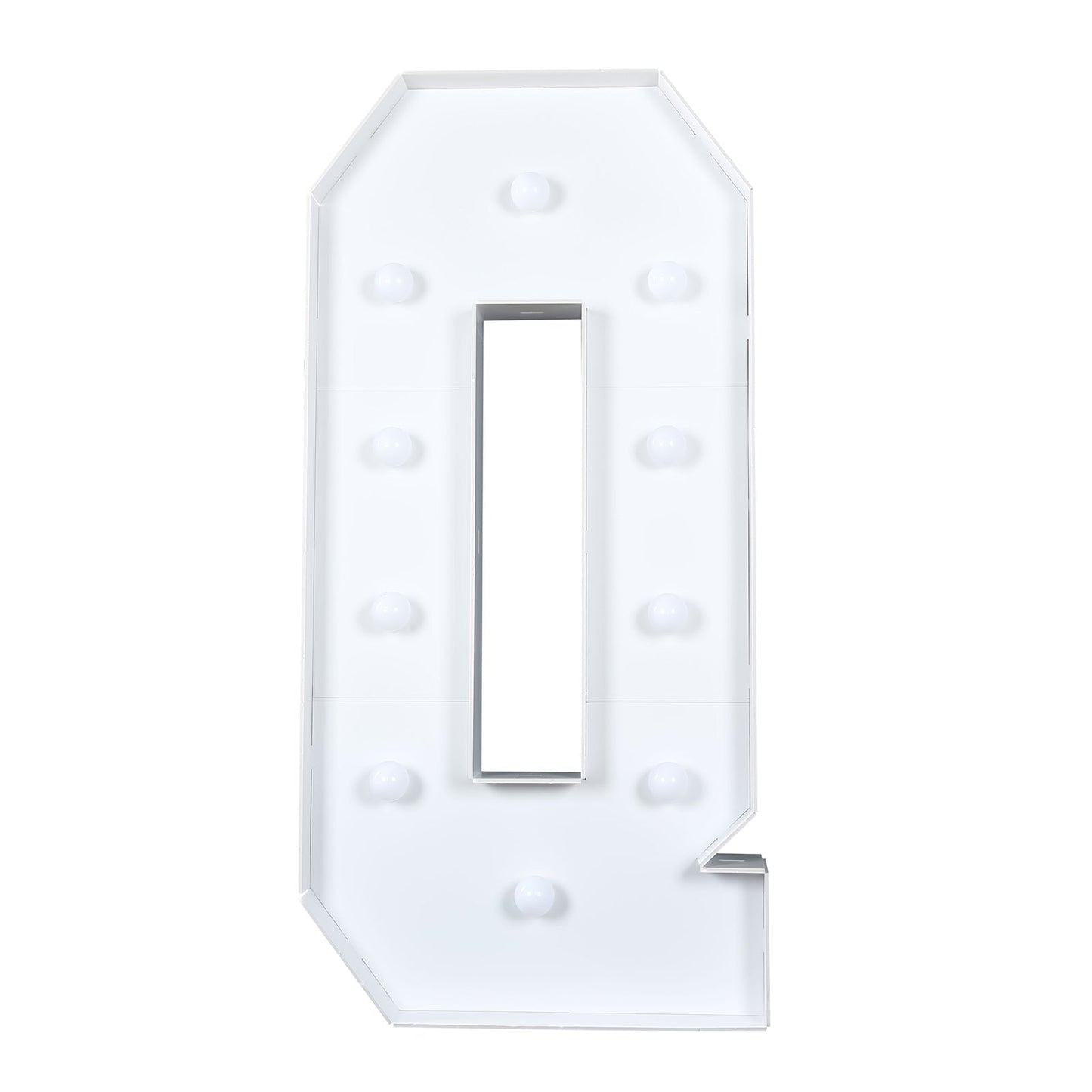 Giant LED Marquee Light Up Letter "Q", White 4ft Pre-Cut Foam Board with 10 Warm White Battery Operated LEDs, Glue Gun and Sticks