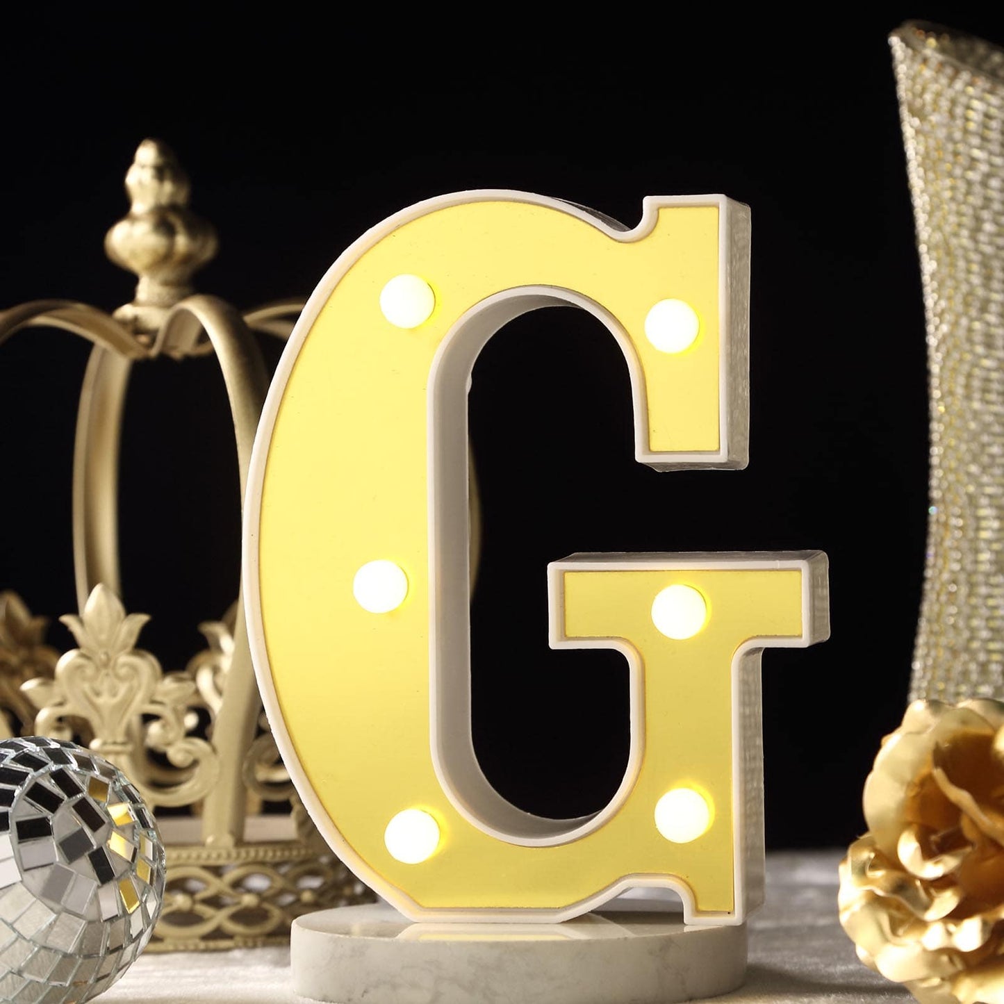 3D Marquee Letter "G" Warm White 6 LED Lights Gold - Chic Light-Up Decor for Events 6"