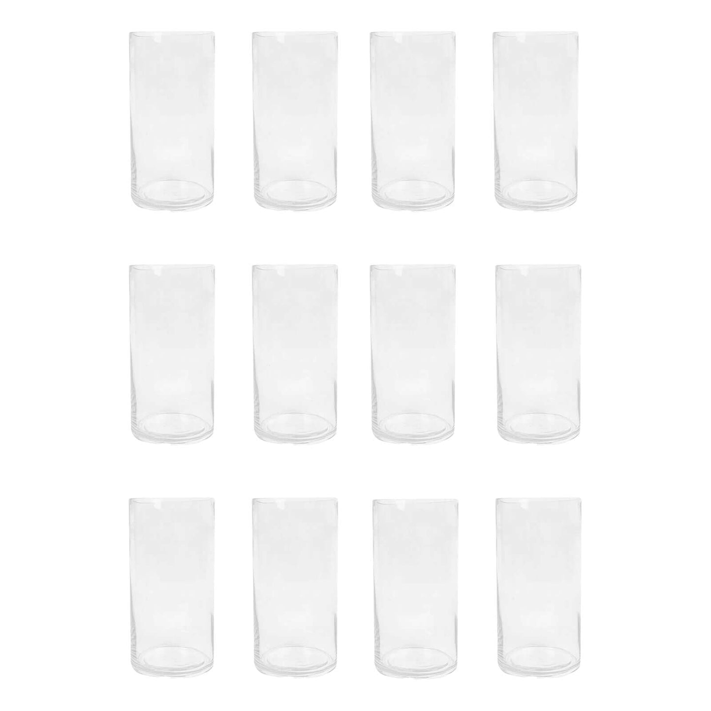 12-Pack Glass Flower Vases Cylinder Design Heavy Duty Clear - Stylish Centerpieces for Weddings 10"