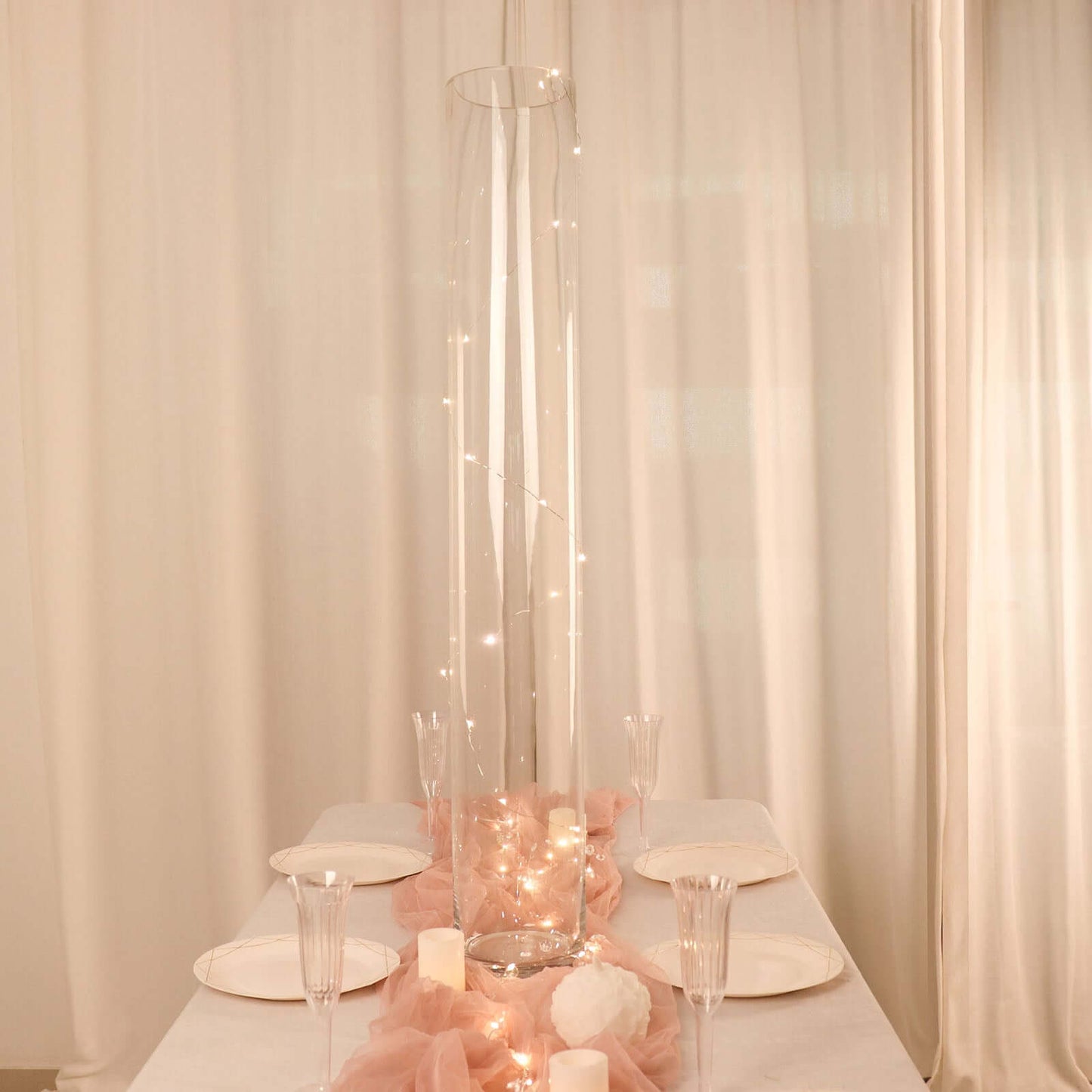 2-Pack Glass Flower Vases Cylinder Design Heavy Duty Clear - Stylish Centerpieces for Weddings 40"