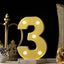 3D Marquee Number "3" Warm White 5 LED Lights Gold - Stylish Light-Up Accent for Events 6"