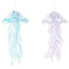 6 Pack Blue Purple Jellyfish Lamp Hanging Lantern Lights, 3 Flashing Modes Organza Ribbon Jelly Fish LED Lights Mermaid Theme Party Decor - 17"