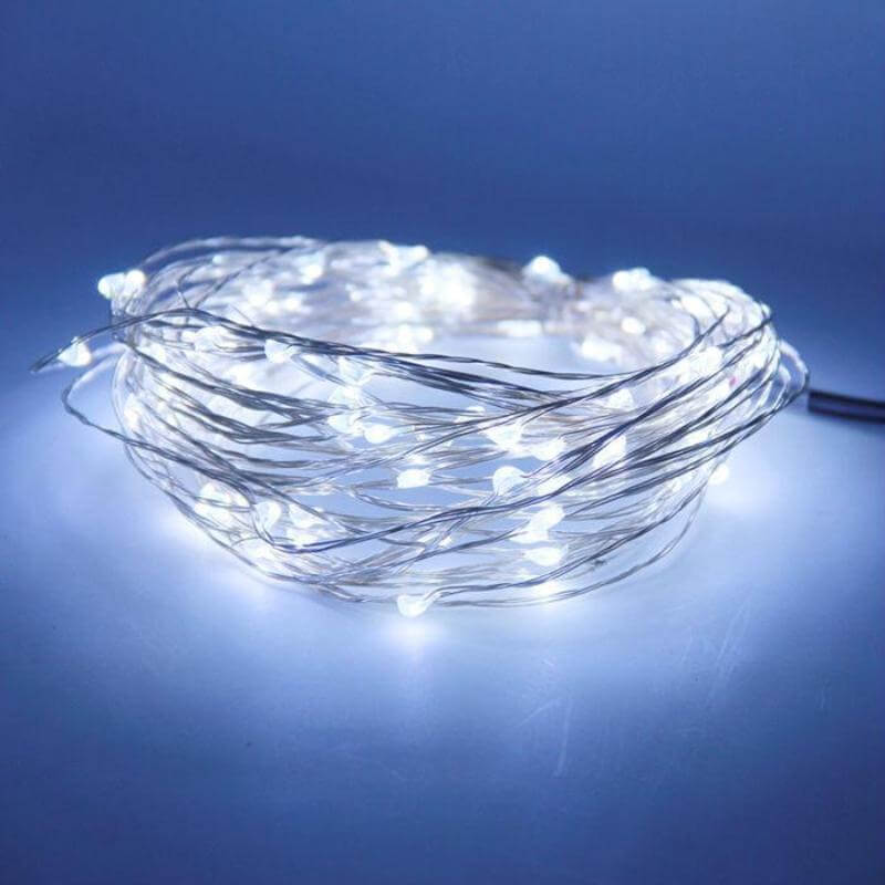 20 LED Micro Fairy String Lights Starry Bright Design White - Battery Operated Party Accent 90"
