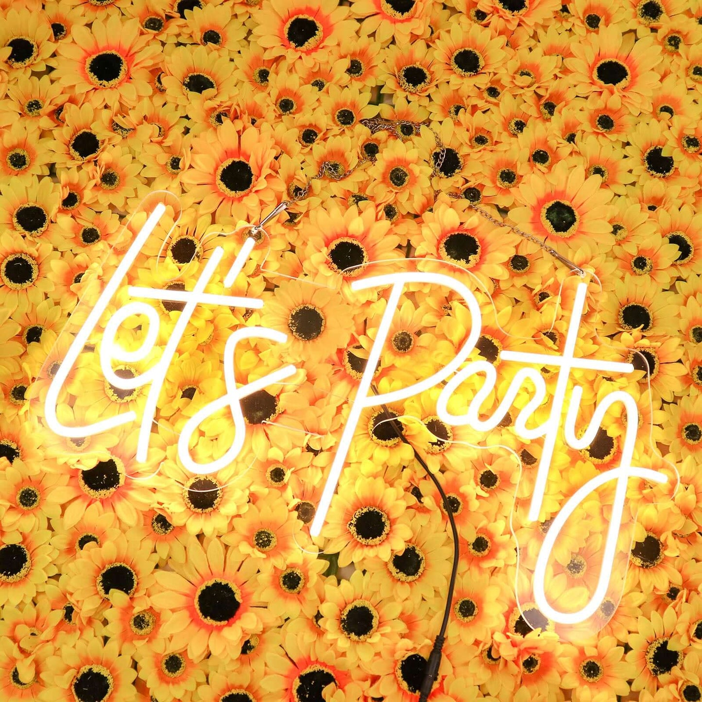 23" Let's Party Neon Light Sign, LED Reusable Wall DÃ©cor Lights With 5ft Hanging Chain