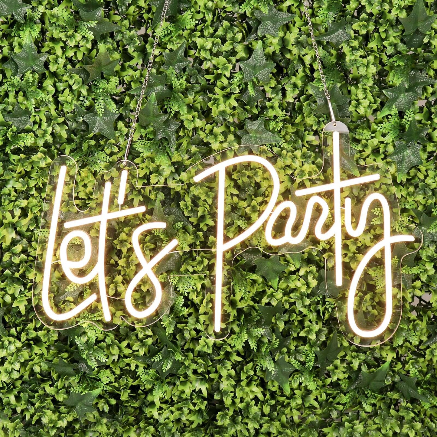 23" Let's Party Neon Light Sign, LED Reusable Wall DÃ©cor Lights With 5ft Hanging Chain