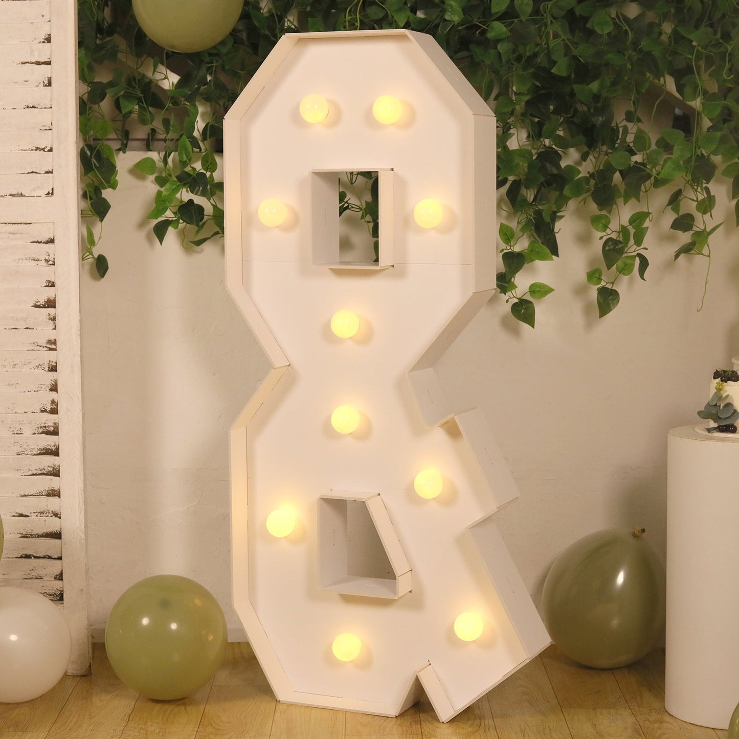 Giant LED Marquee Light Up Symbol "&", White 4ft Pre-Cut Foam Board with 10 Warm White Battery Operated LEDs, Glue Gun and Sticks