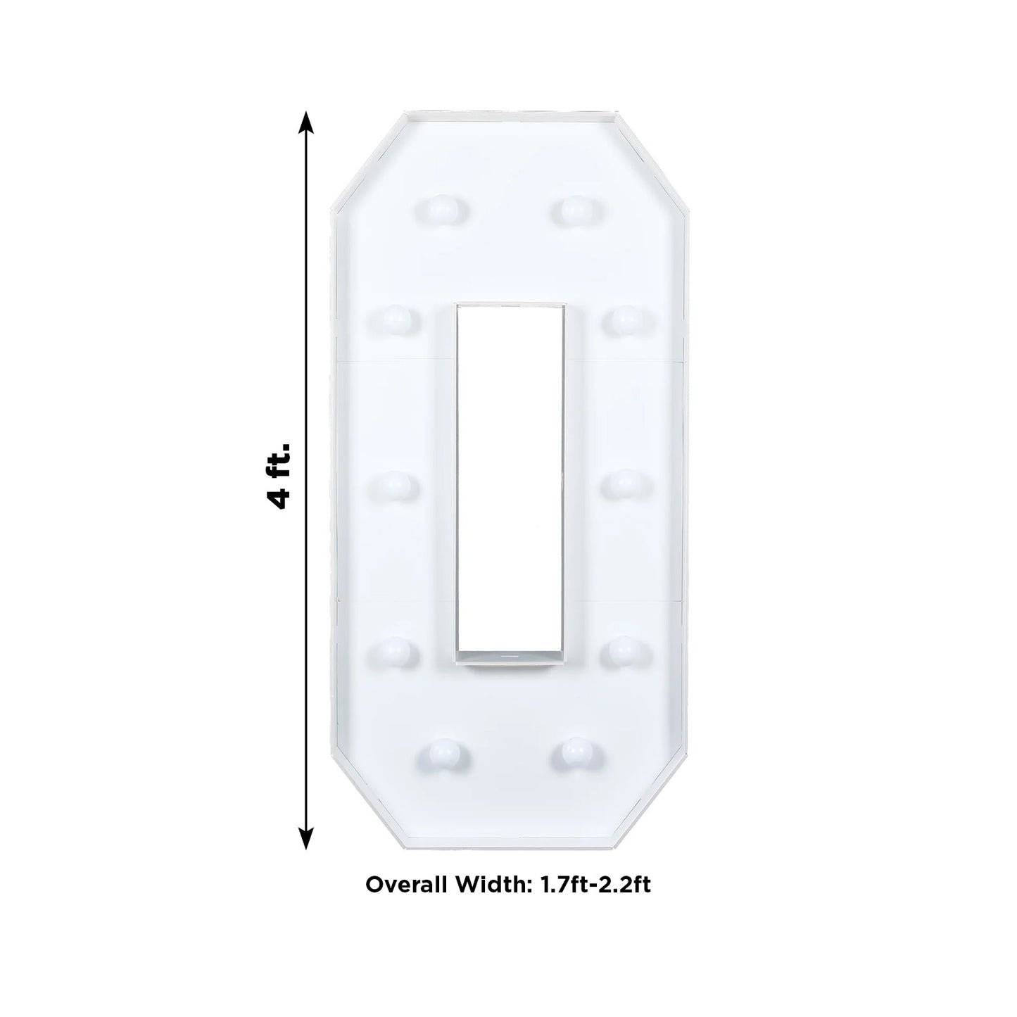 Giant LED Marquee Light Up Number "0", White 4ft Pre-Cut Foam Board with 10 Warm White Battery Operated LEDs, Glue Gun and Sticks