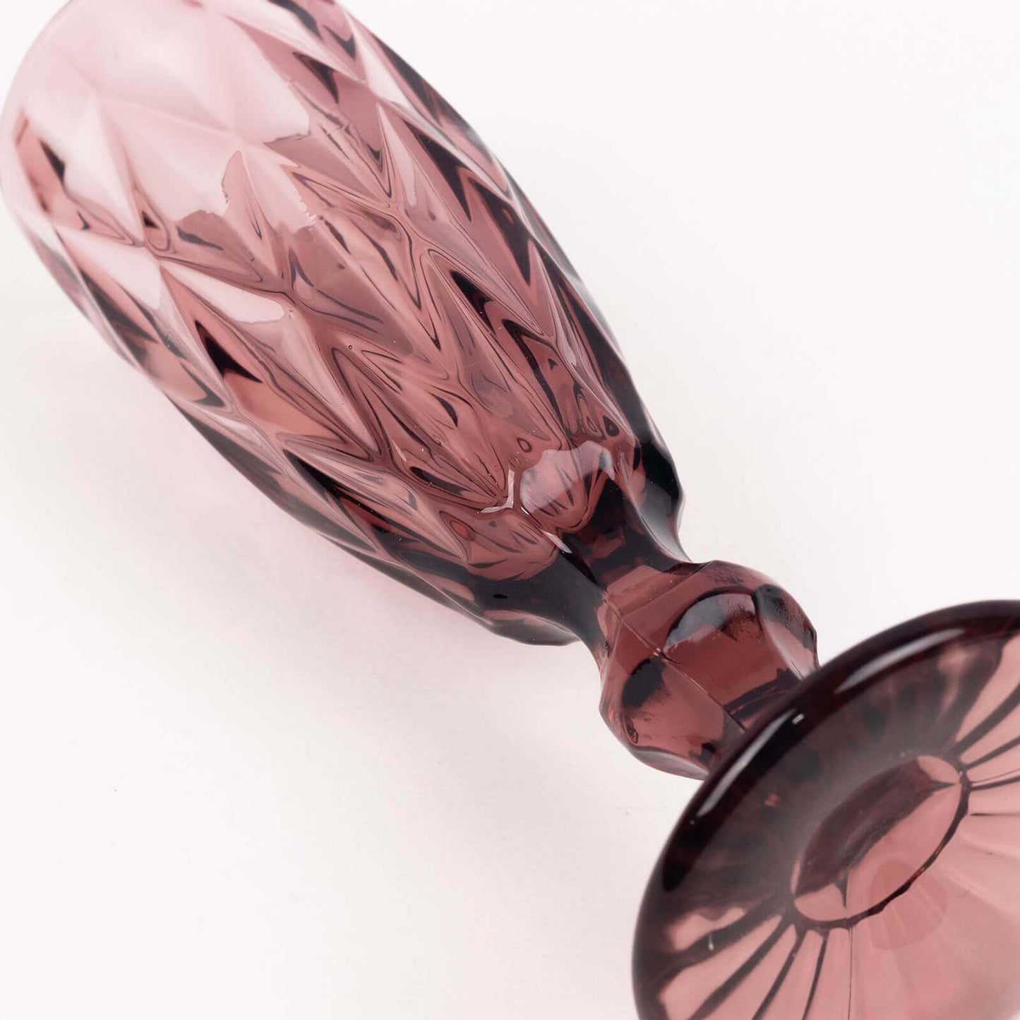 6-Pack Champagne Flute Glasses Transparent Dusty Rose Textured Crystal Cut Design - Chic Wine Goblets for Parties & Events 6oz 8"