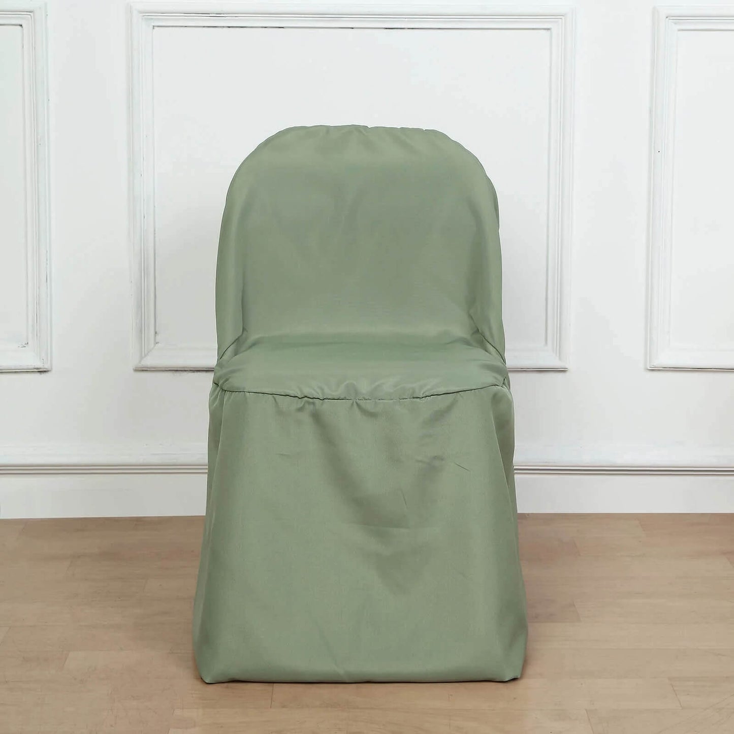 10 Pack Polyester Chair Covers for Folding Chairs Dusty Sage Green - Wrinkle-Free Stain-Resistant Slip-On Slipcovers