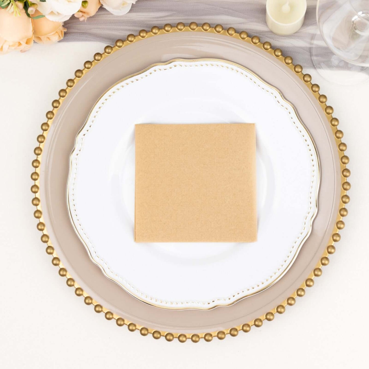 20 Pack Linen-Like Paper 5"x5" Napkins Natural - Highly Absorbent Airlaid Napkins