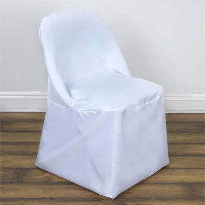 10 Pack Polyester Chair Covers for Folding Chairs White - Wrinkle-Free Stain-Resistant Slip-On Design for Events