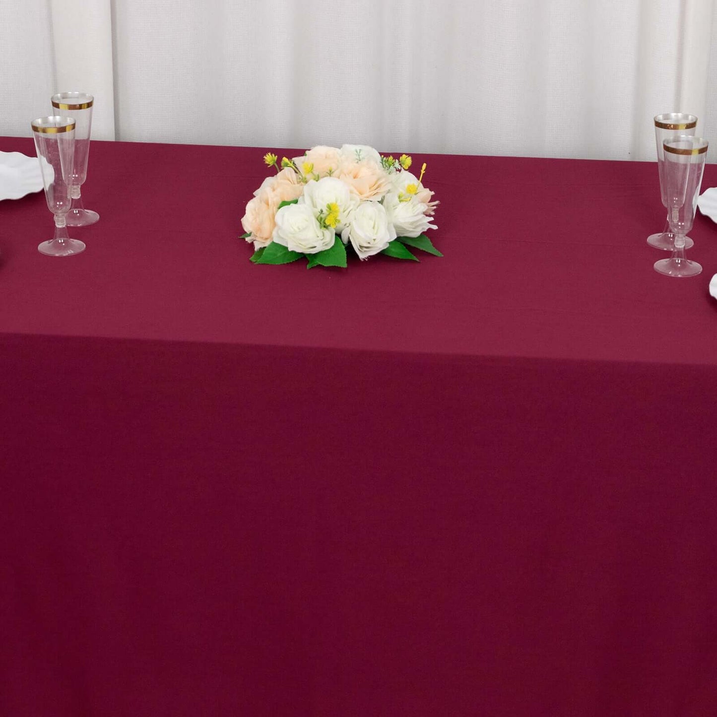 Scuba Rectangular 90"x156" Tablecloth Burgundy - Wrinkle Free, Stain Resistant & Seamless Table Cover