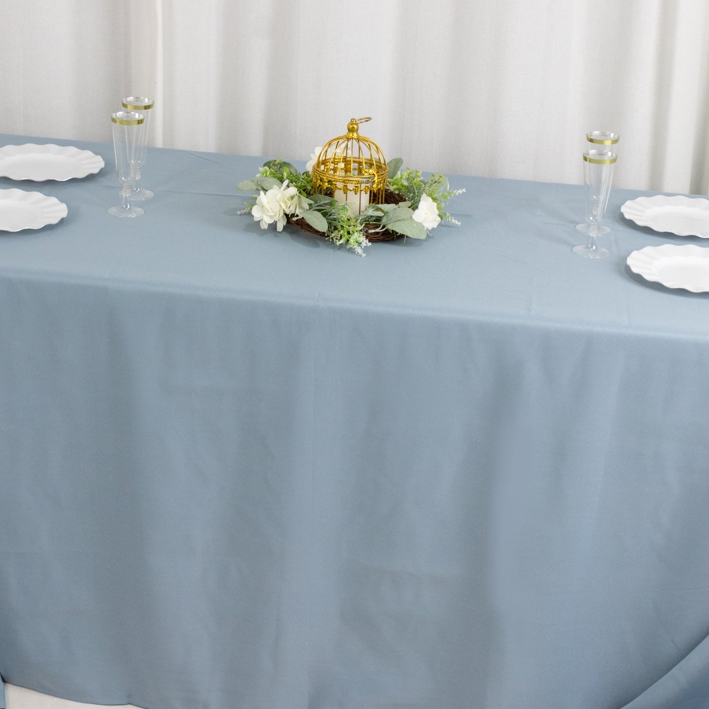Premium Polyester 90"x156" Rectangle Tablecloth Dusty Blue - Seamless 220GSM Stain-Resistant Table Cover