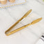 10-Pack Metal Serving Tongs Gold - Stainless Steel Food Safe Kitchen Tongs with Scalloped Gripping Edge for Indoor & Outdoor Gatherings 9.5"