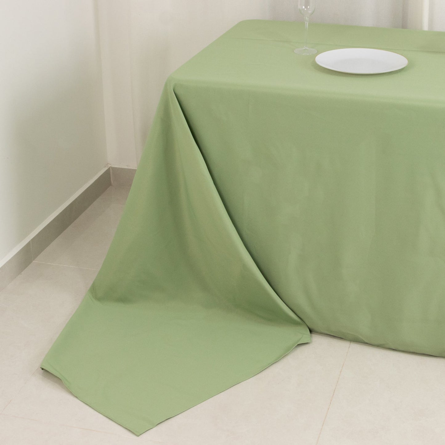 Premium Polyester 90"x156" Rectangle Tablecloth Sage Green - Seamless 220GSM Stain-Resistant Table Cover