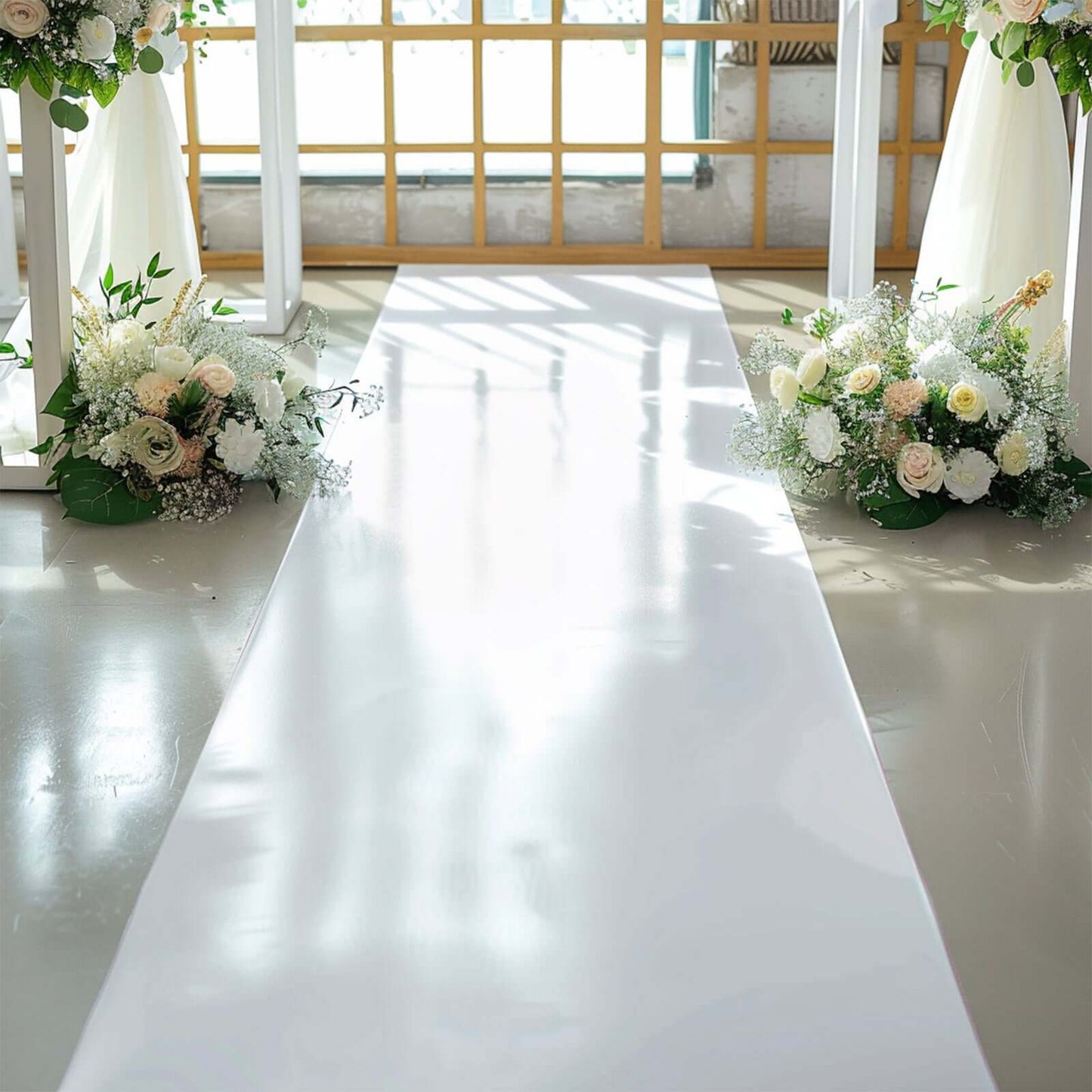 40"x100ft White PVC Aisle Runner