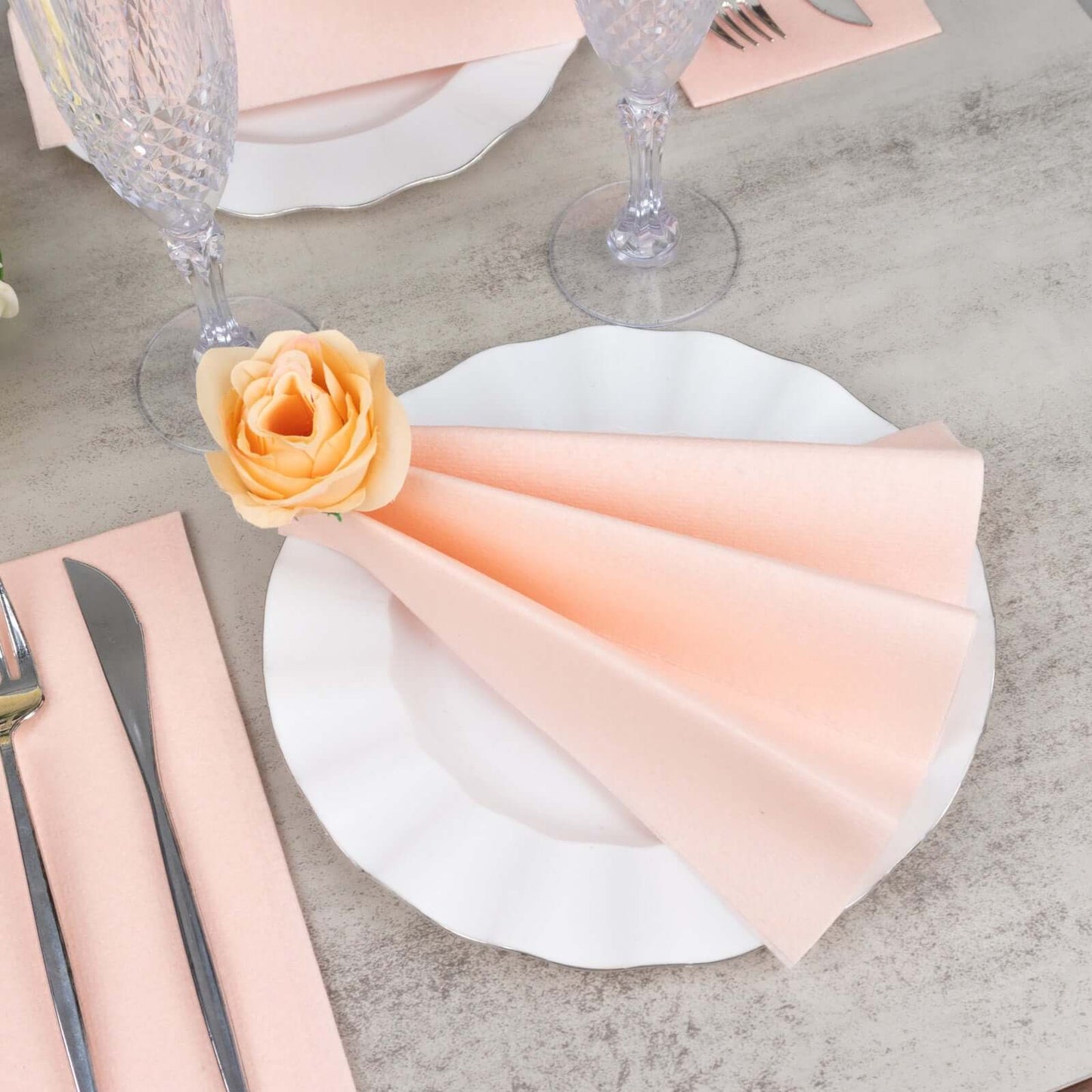 20 Pack Linen-Like Paper 8.5"x4" Napkins Blush - Highly Absorbent & Disposable Airlaid Guest Towels