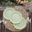 10-Pack Plastic 8" Round Dessert Plates in Sage Green with Gold Scalloped Rim - Disposable Appetizer/Salad Plates