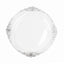10-Pack Plastic 10" Round Dinner Plates in Clear with Silver Leaf Embossed Rim - Disposable Vintage Baroque Style Plates