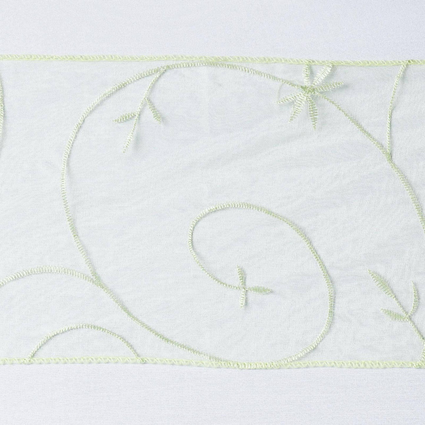 5 Pack Organza Chair Sashes with Satin Leaf Embroidery Apple Green - Reusable Sheer Design 7"x108"