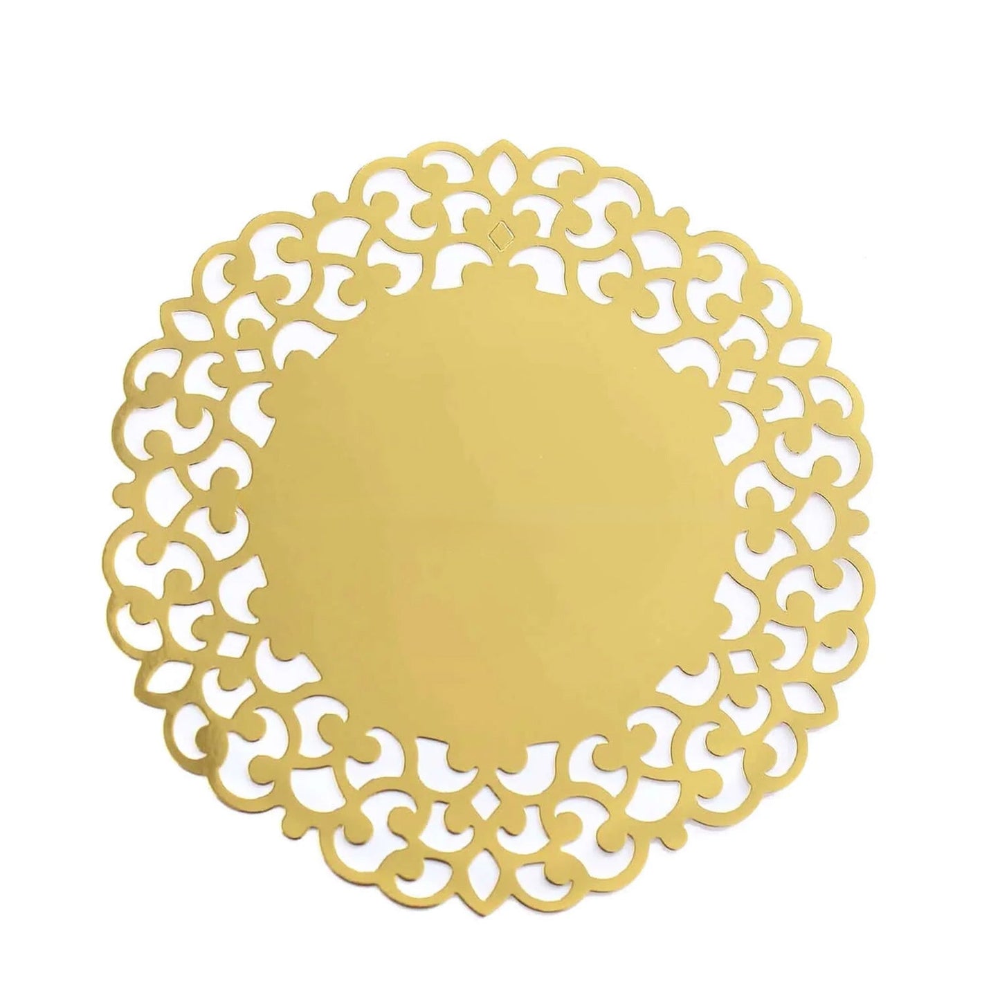 6-Pack Disposable Table Placemats in Metallic Gold with Laser Cut Floral Rim - 400GSM Cardboard Placemats for Glamorous Table Settings 13"