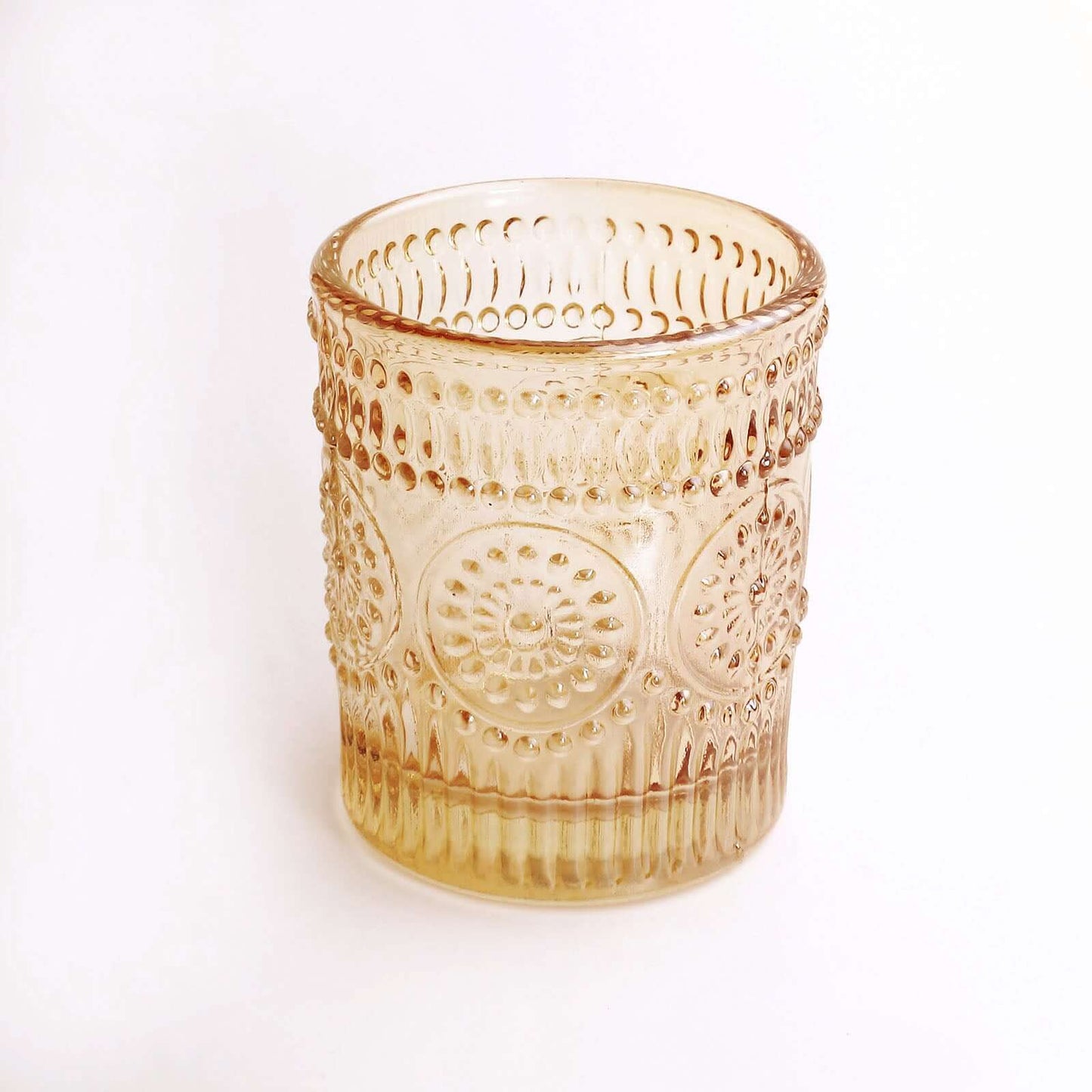 6-Pack Amber Gold Glass Votive Tealight Holders - Stylish Primrose Design for Weddings & DÃ©cor