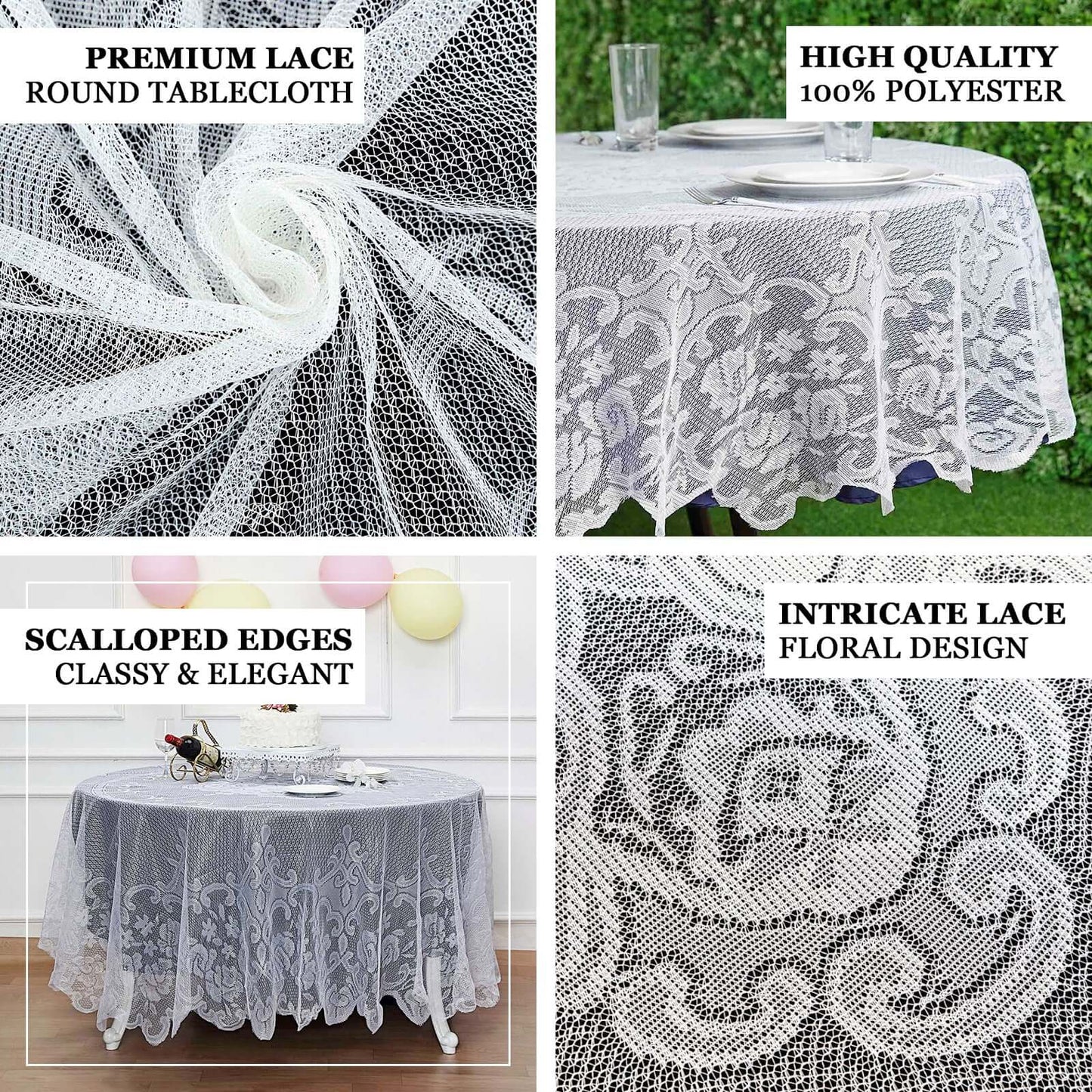 Lace 90" Round Tablecloth Ivory - Premium Design for Versatile Table Decor