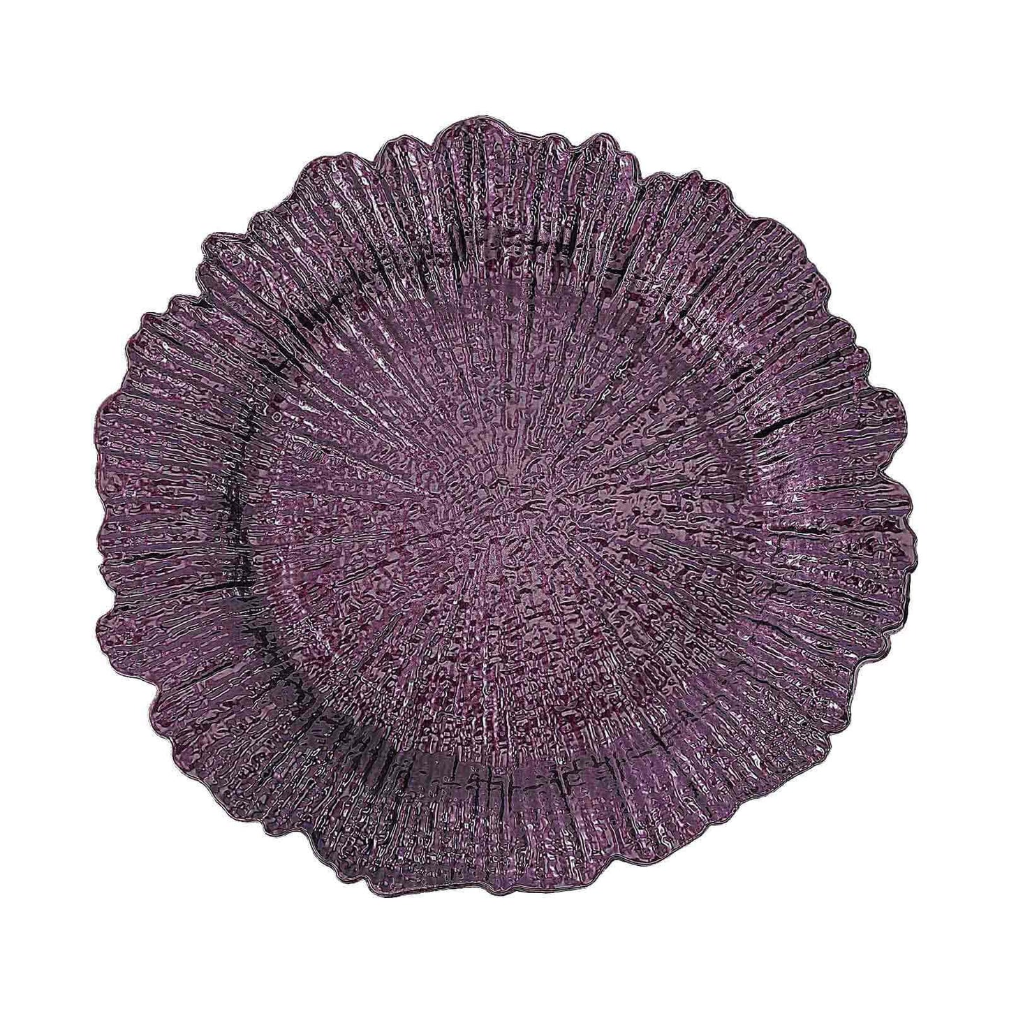 6-Pack Acrylic Plastic Round Charger Plates 13" in Purple with Reef Design, Dinner Charger Tableware