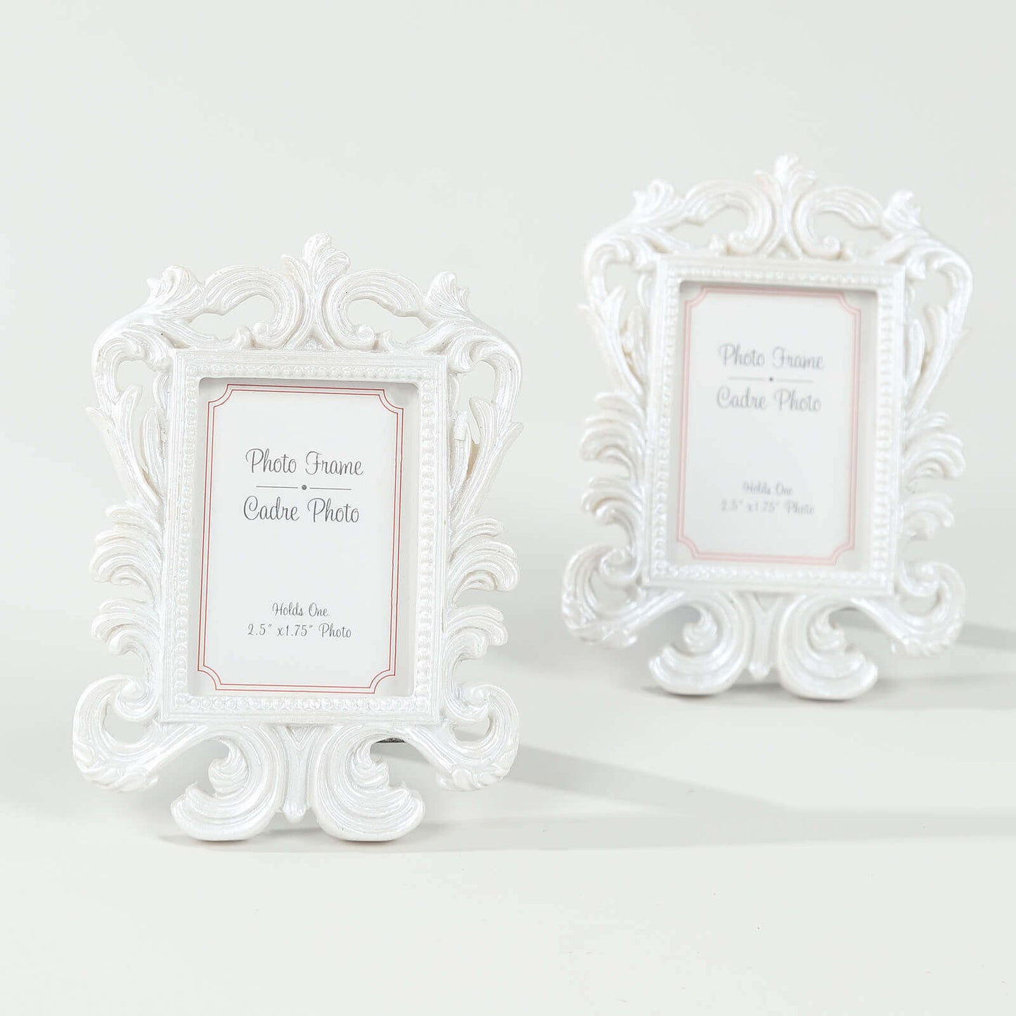 4-Pack Picture Frames White Resin Vintage Baroque Design Rectangle - Mini Photo Frame Wedding Place Card Holders & Party Favors 4"x3"