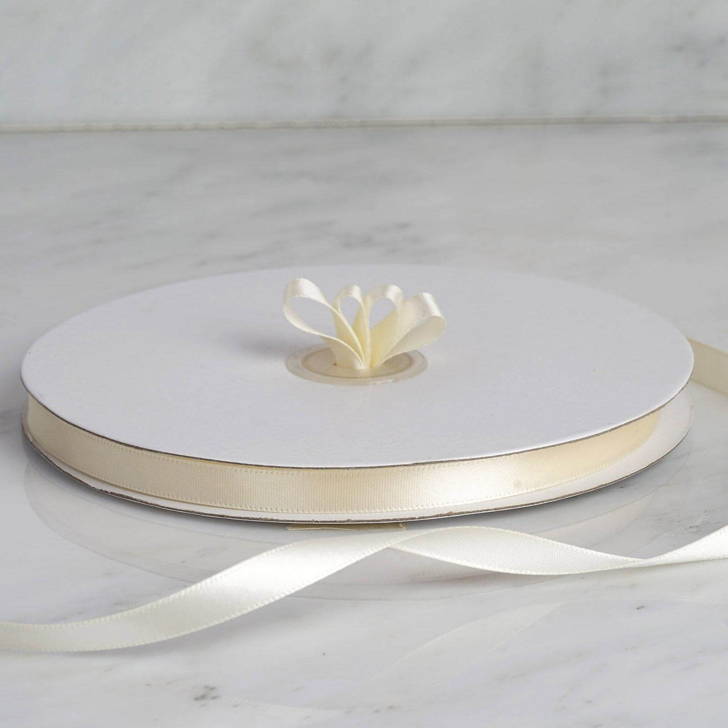 100 Yards 3/8" Ivory Single Face Decorative Satin Ribbon