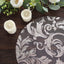 10-Pack Table Placemats Swirl Foil Floral Design Metallic Silver Round - Sheer Organza Disposable Mats 13"
