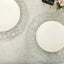 6-Pack Table Placemats Woven Fiber Design Silver Round - Disposable Mats for Dining and Events 15"