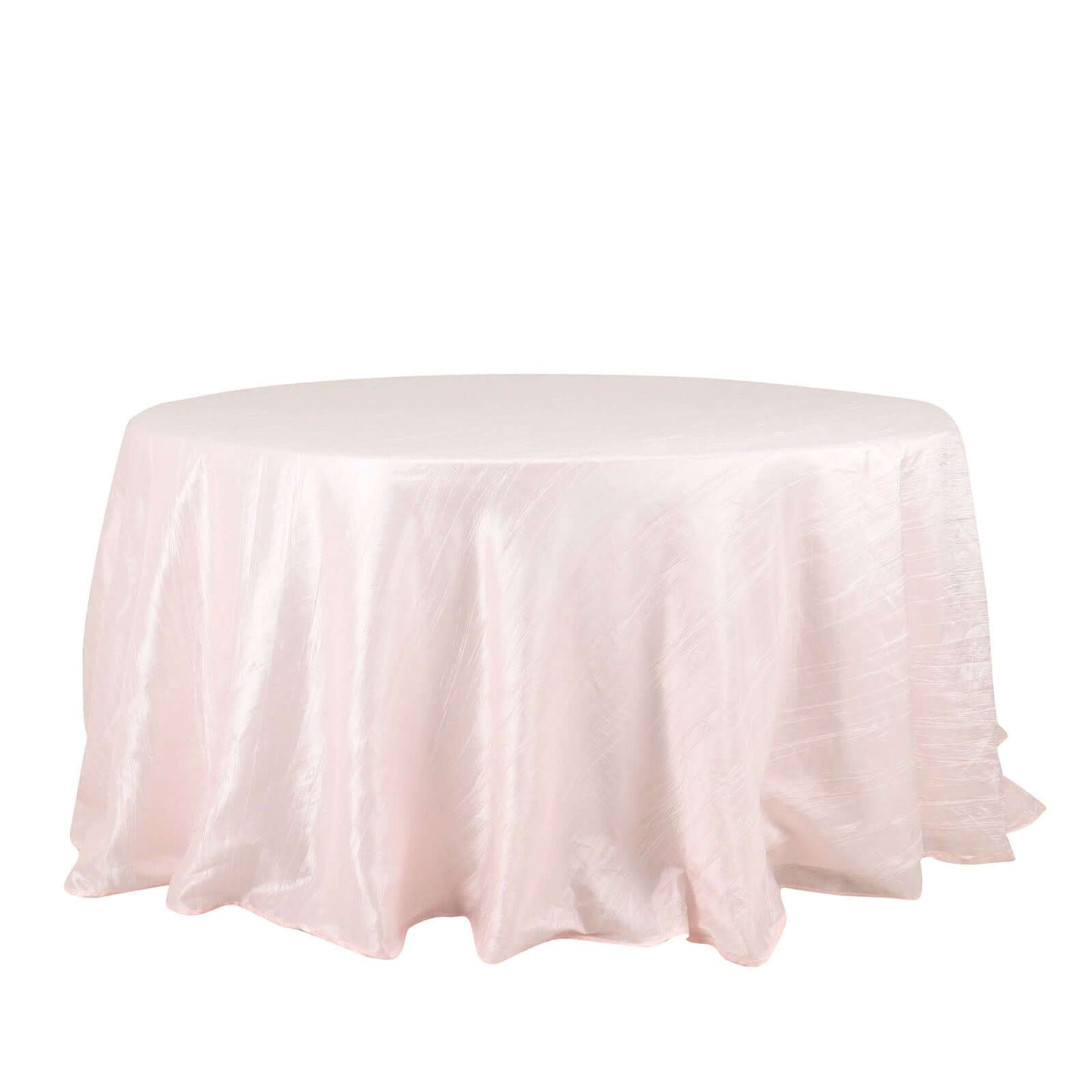 Taffeta 132" Round Tablecloth Blush - Seamless Accordion Crinkle Table Cover