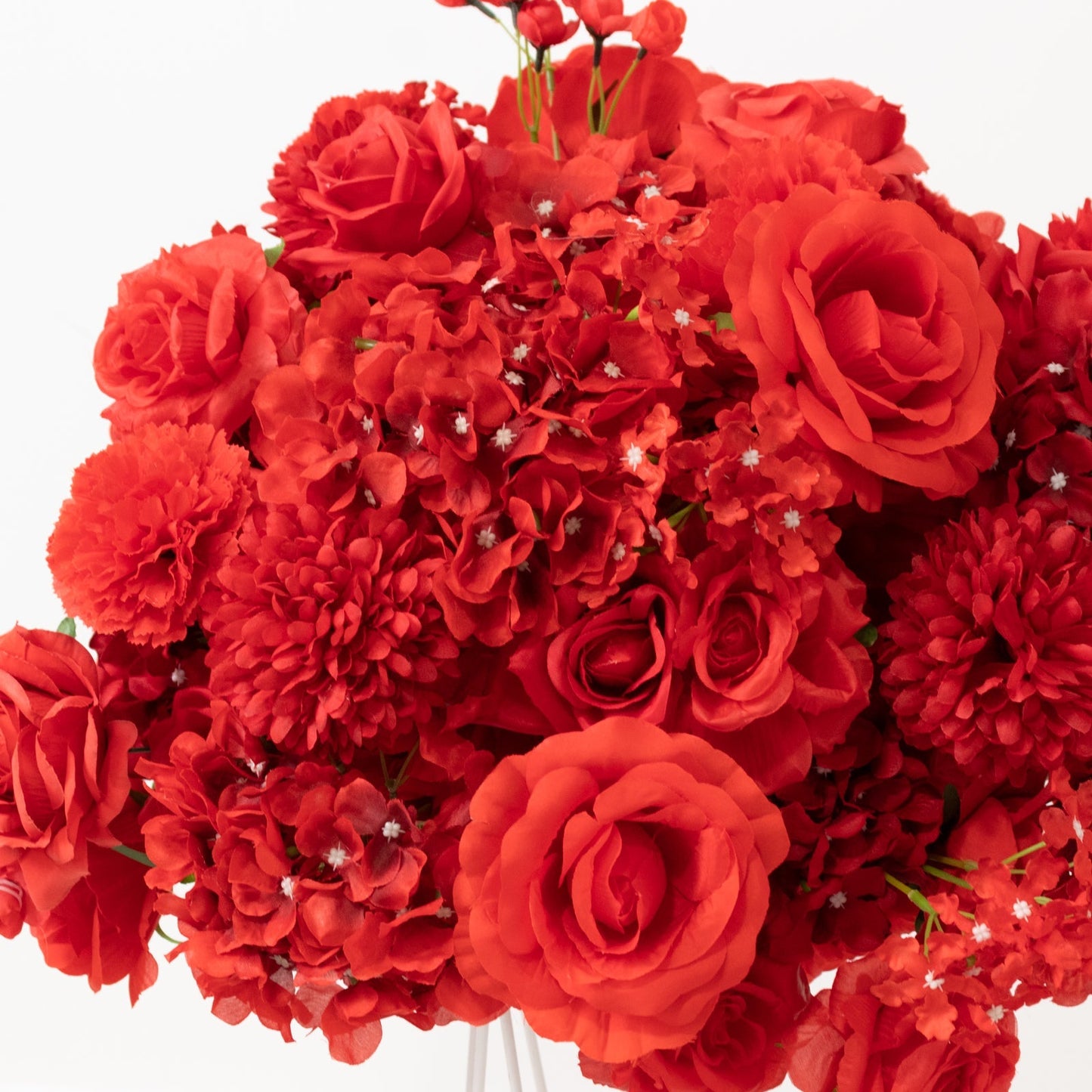 22-Inch Red Silk Flower Grand Centerpiece â€“ Pre-Arranged Artificial Rose, Hydrangea & Chrysanthemum Ball for Wedding & Event DÃ©cor
