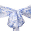 5 Pack Satin Chair Sashes White/Blue French Toile Floral Pattern - Wrinkle-Resistant & Reusable Chair Bows for Effortless Event Setup 6"x108"