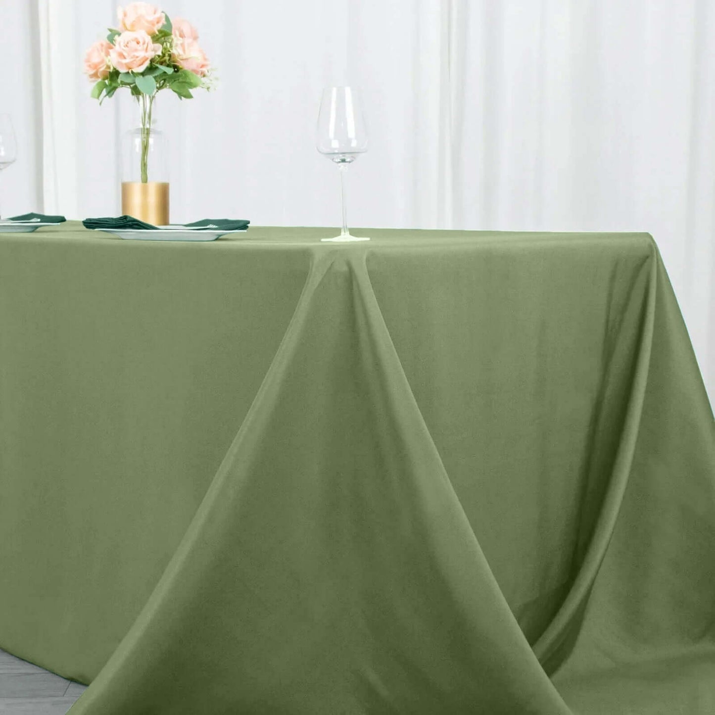 Premium Polyester 90"x132" Rectangle Tablecloth Dusty Sage Green - Seamless 220GSM Stain-Resistant Table Cover