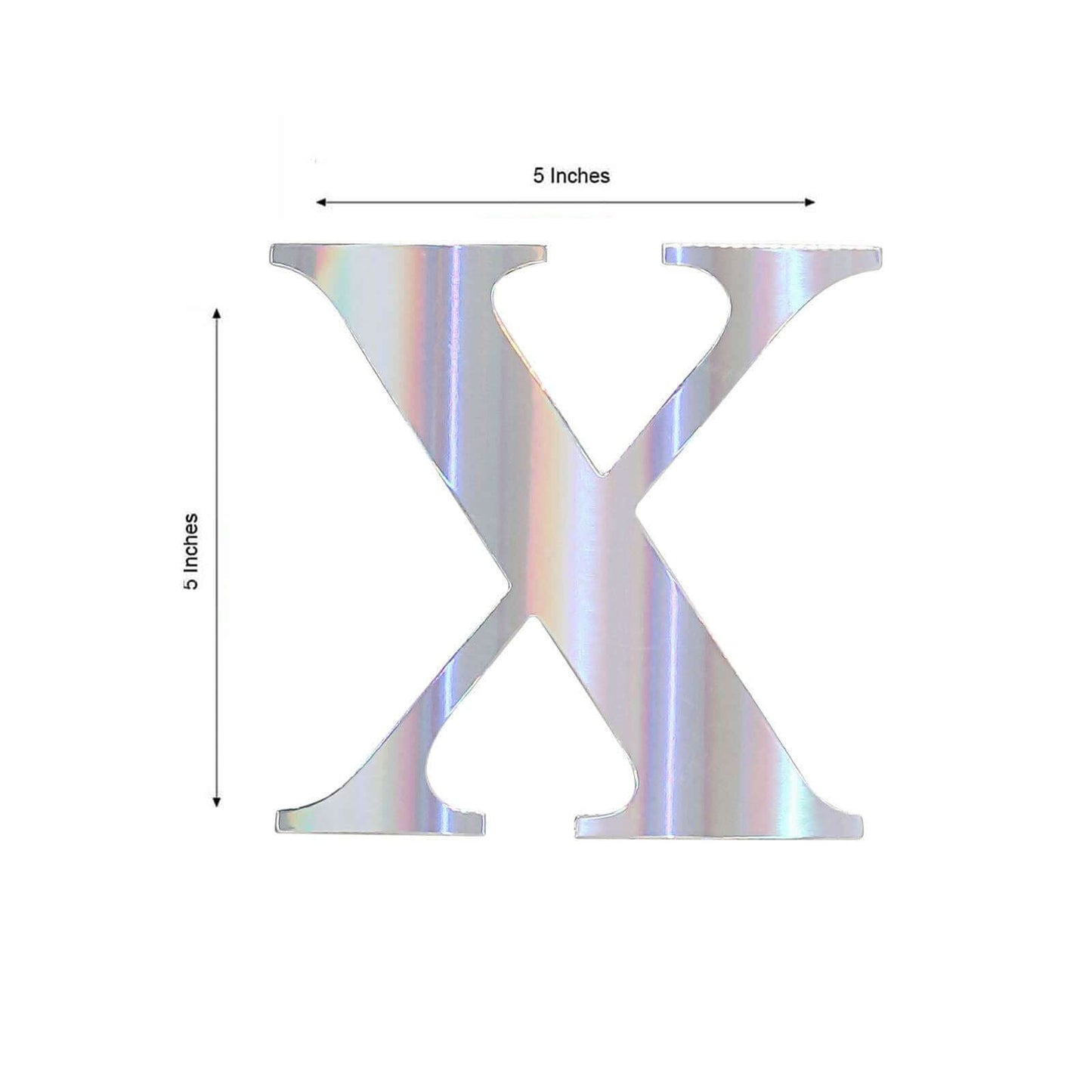 4 Pack 5" Iridescent Alphabet Stickers Banner, Customizable Stick on Letters - X