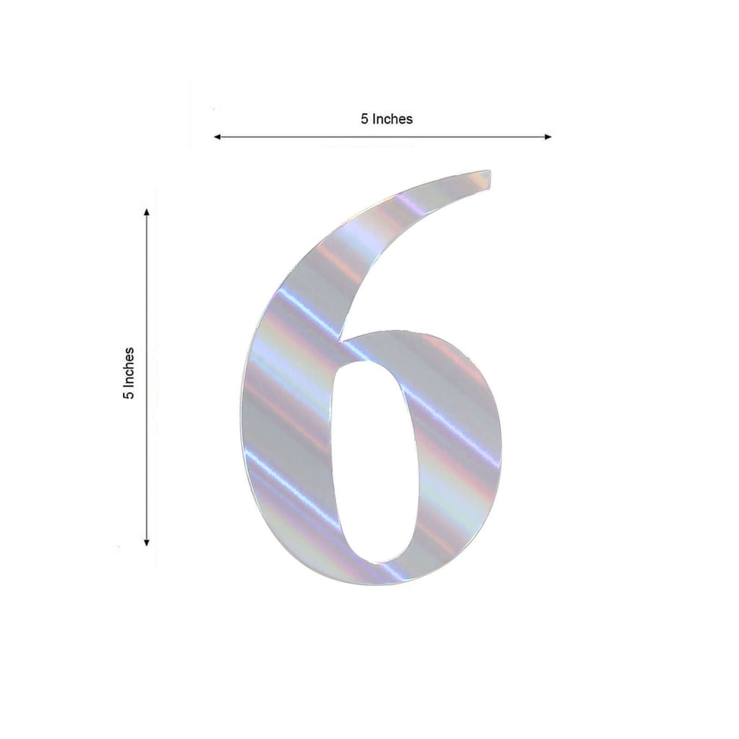 4-Pack Stickers Banner Custom 0-9 Number "6" Design Iridescent - Milestone Age and Date Stick-On Numbers 5"