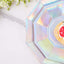 25-Pack Paper 7.5" Decagon Dessert Plates in Iridescent - Disposable Holographic Salad Plates for Starry Night & Fairytale Parties